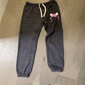Edikted Dark Gray Kids Joggers with Pink Heart Accent